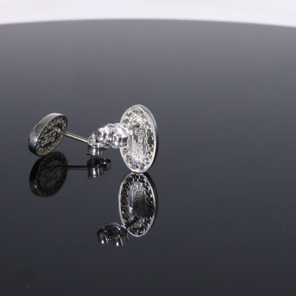 Opal Earrings Oval Inlaid with .25ctw Round Diamond Halo Studs