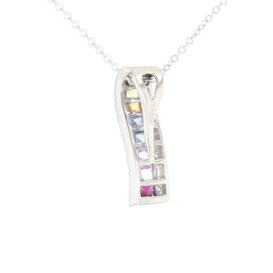 Multi-color Sapphire Necklace with Diamond Accents