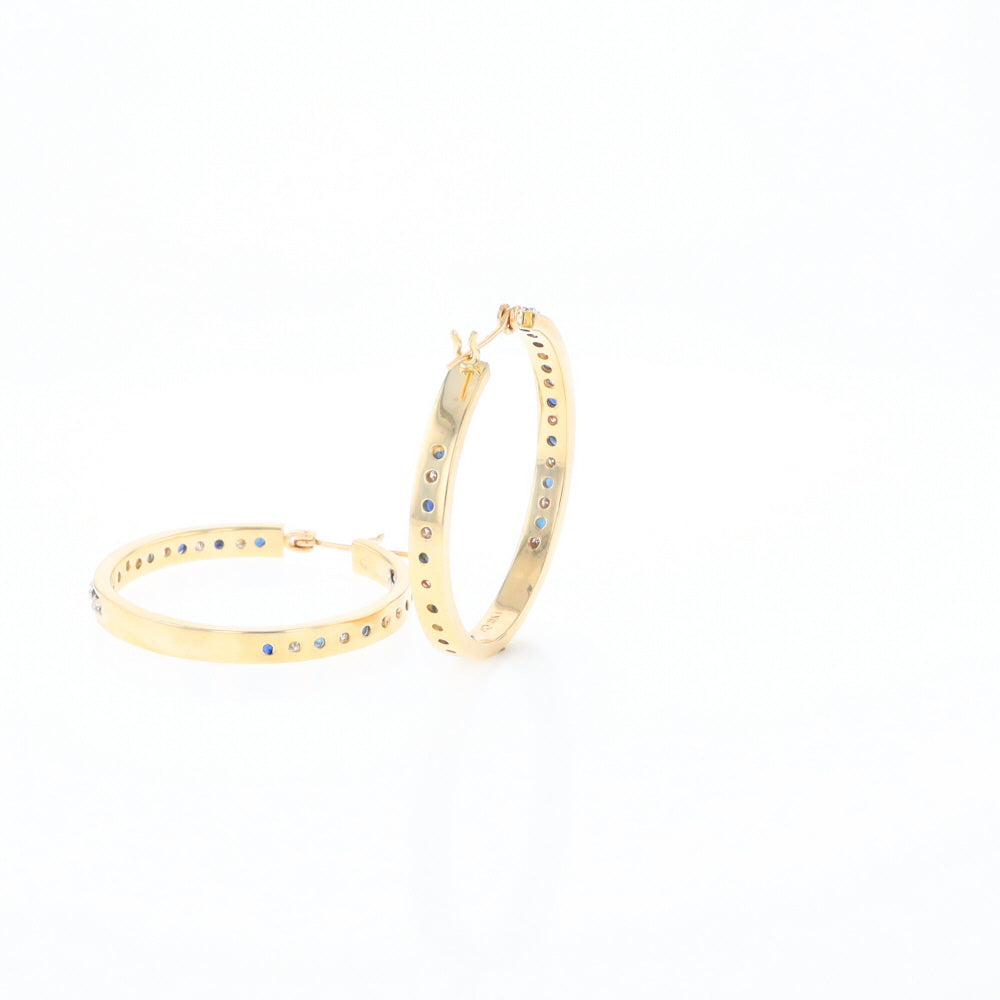 Sapphire & Diamond Hoop Earrings