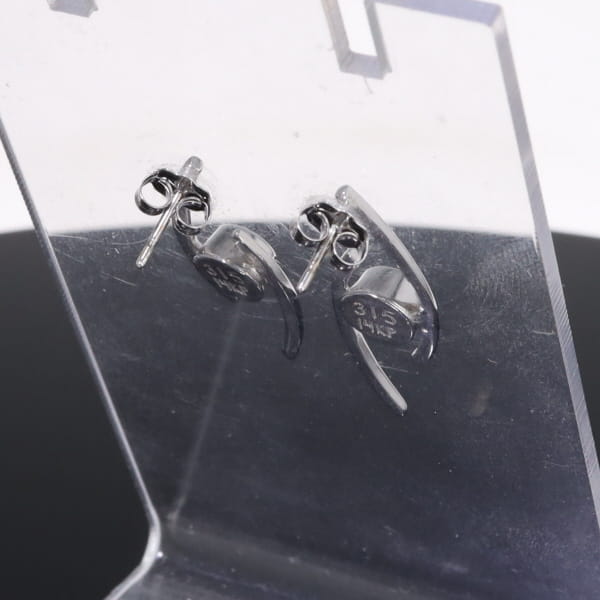 Opal Earrings Round Inlaid Double Curved Bar Design Studs