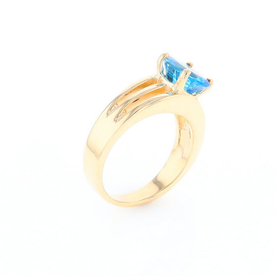 Split Shank Oval Blue Topaz Ring