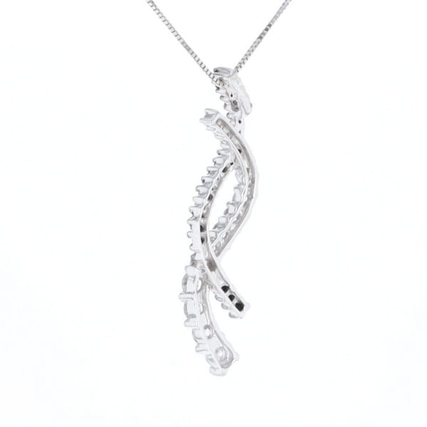 Ribbon Necklace With Black and White Diamonds
