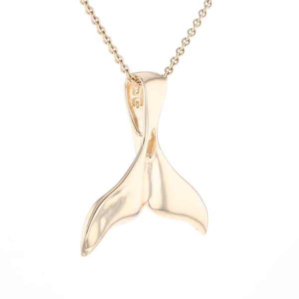 Whale Tail Natural Gold Quartz Single Side Inlaid Pendant
