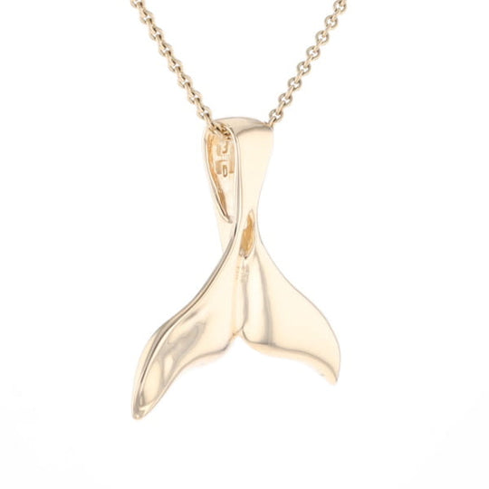 Whale Tail Natural Gold Quartz Single Side Inlaid Pendant
