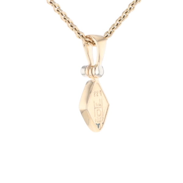 Gold Quartz Necklace Diamond Shape Inlaid Pendant with .02ct Diamond