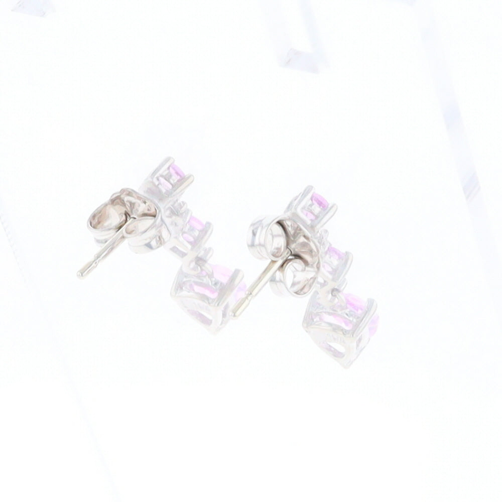 Synthetic Pink Sapphire Dangle Heart Earrings