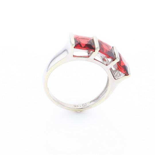 Three Square Garnet Ring