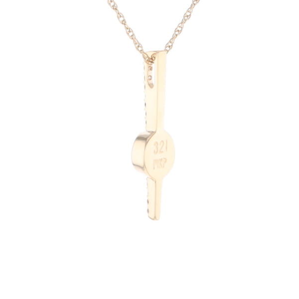 Diamond Bar Gold Quartz Round Inlaid Pendant G2