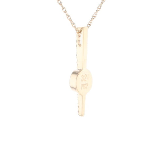 Diamond Bar Gold Quartz Round Inlaid Pendant G2