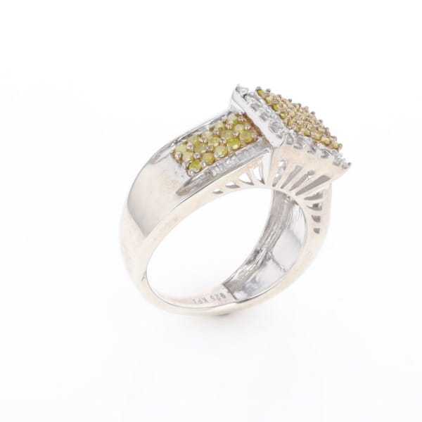 Yellow and White Diamond Filigree Design Ring