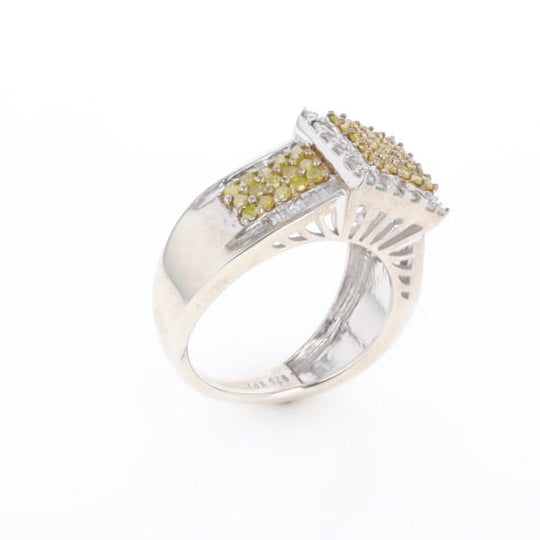 Yellow and White Diamond Filigree Design Ring