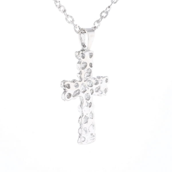 Sterling Silver Nugget Pattered Cross Necklace