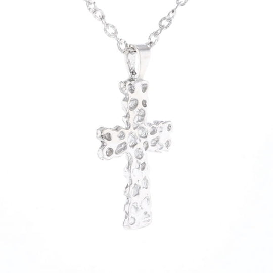 Sterling Silver Nugget Pattered Cross Necklace