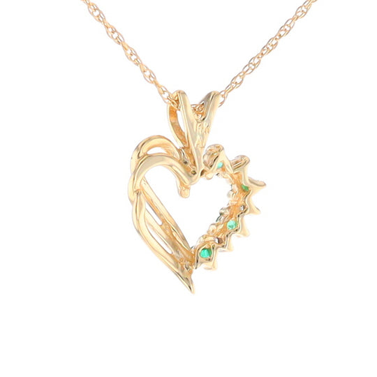 Open Heart Emerald and Diamond Pendant