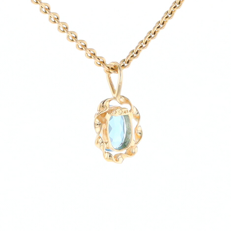 Blue Topaz Twisted Frame Pendant