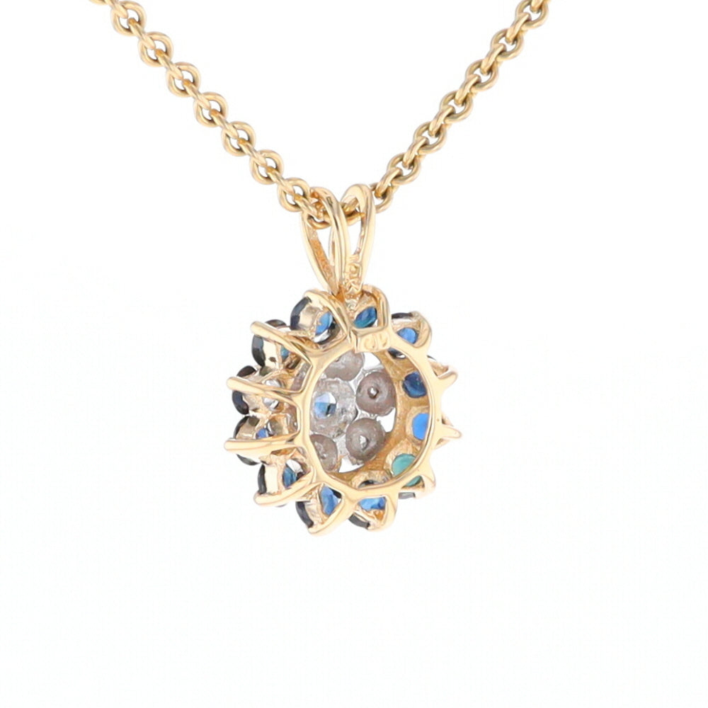 Round Diamond & Sapphire Cluster Pendant