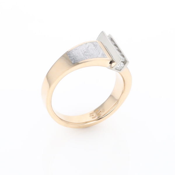 Meteorite Ring Double Sided Inlaid Design with .23ctw Diamonds