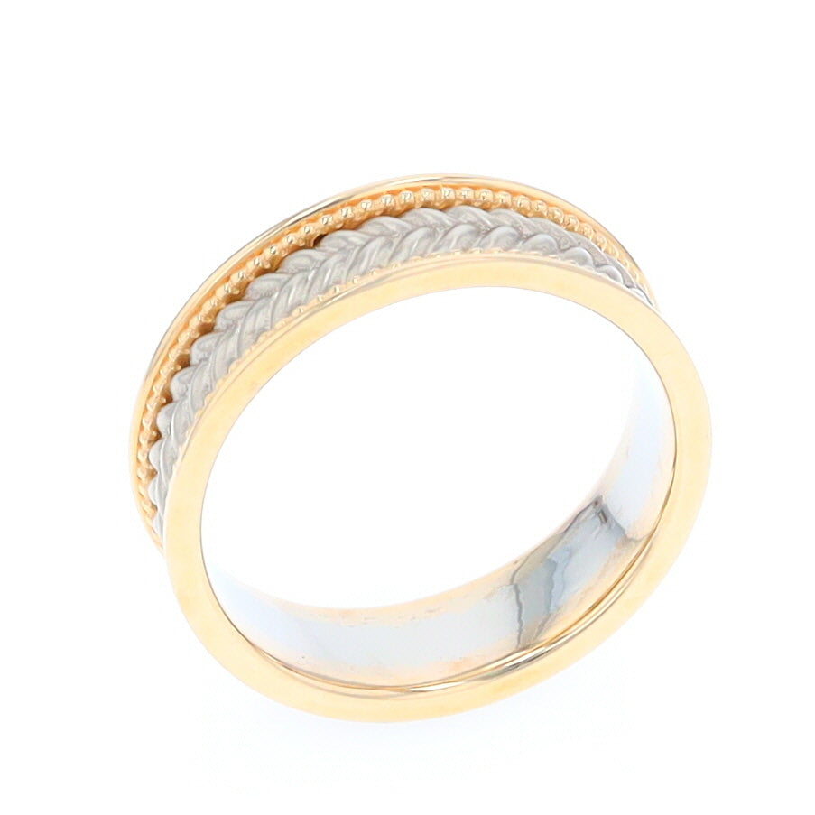 Braided White and Yellow Gold Men's Ring