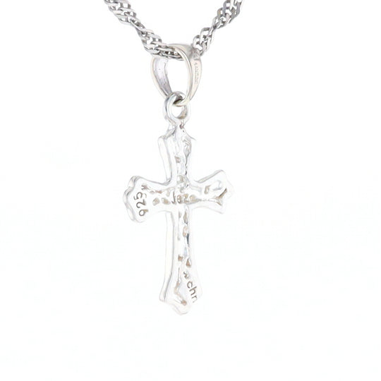 Sterling Silver Flower Cross Pendant