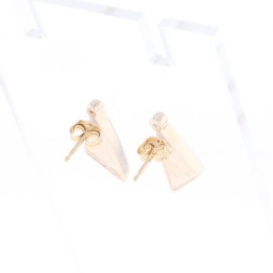 Gold Quartz Earrings Triangle Shape Inlaid with .04ct Round Diamonds - G2