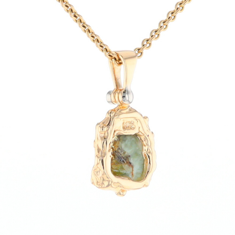 Serpentine & Gold Quartz Freeform Pendant