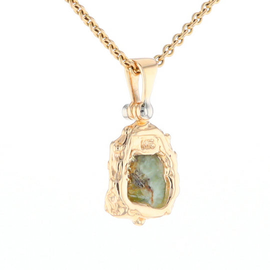 Serpentine & Gold Quartz Freeform Pendant