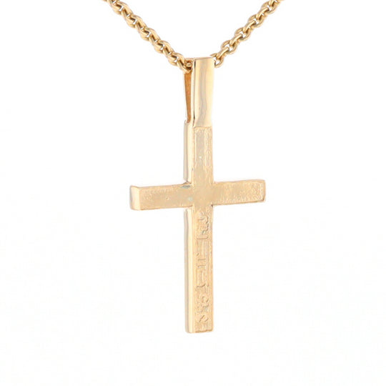 Gold Quartz Necklace 4 Section Inlaid Design Cross Pendant