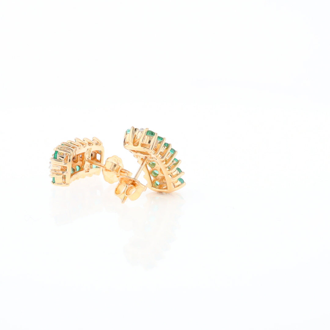 Three-Row Drop Emerald and Diamond Earrings