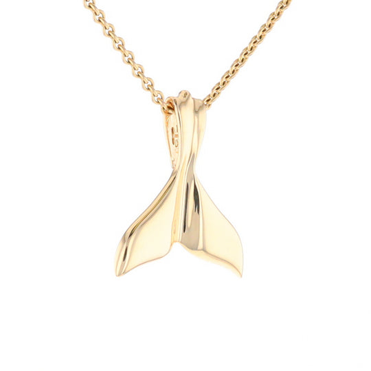 Whale Tail Necklaces Gold Quartz Double Sided Inlaid Sea Life Pendant