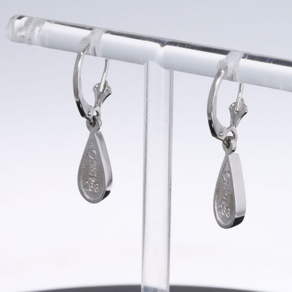 Opal Earrings Tear Drop Inlaid Design Lever Backs