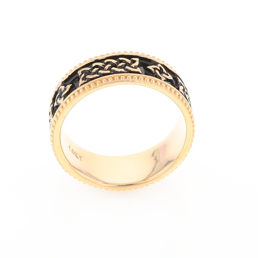 Celtic Knot Black and Gold Wedding Band