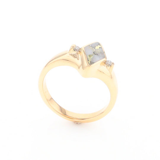 G2 Gold Quartz Ring Diamond Shape Inlaid with 0.05ctw Round Diamonds