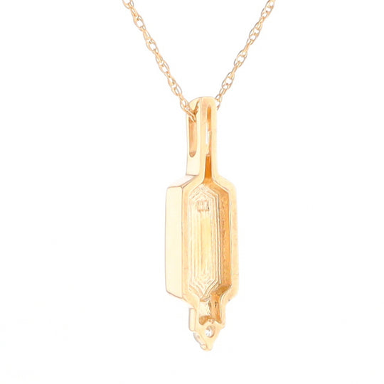 Gold Quartz Pendant with 0.04ctw Diamond Accent