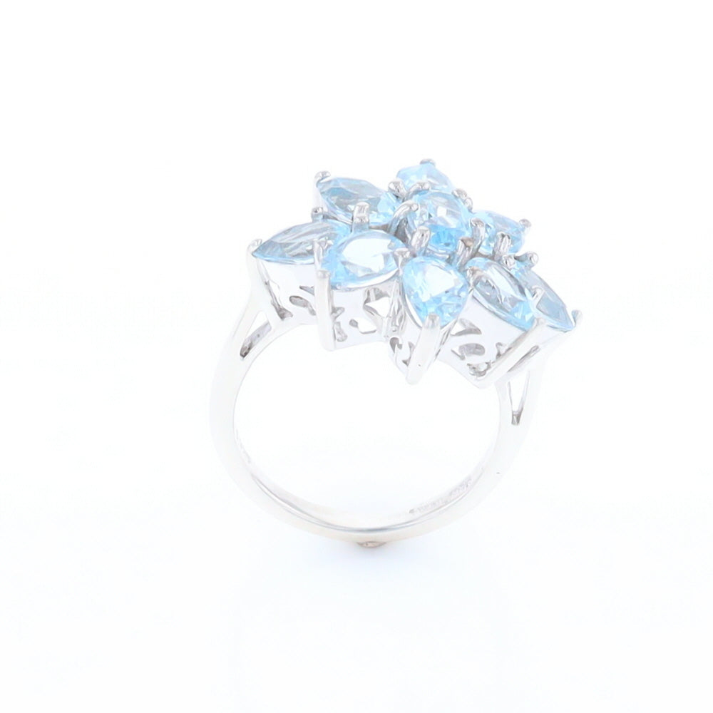 Blue Topaz Flower Ring