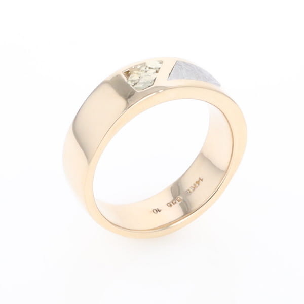 Meteorite Ring, Center Inlaid & Natural Nugget Sides