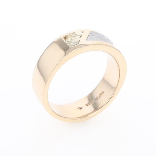 Meteorite Ring, Center Inlaid & Natural Nugget Sides