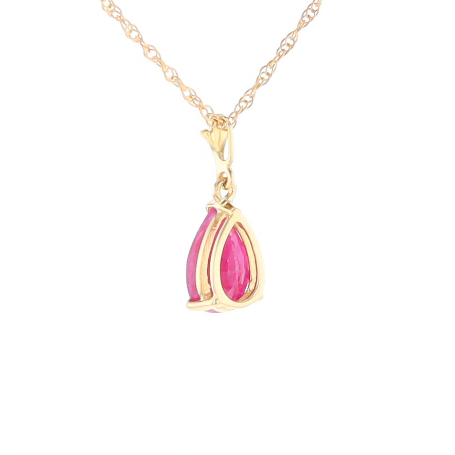 Pear Ruby Solitaire Necklace