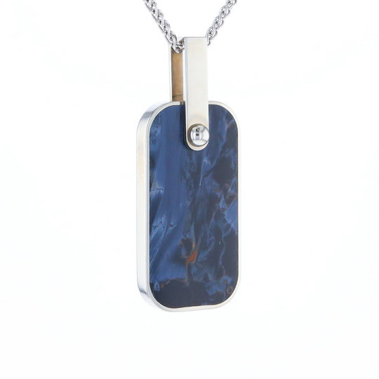 Natural pietersite inlaid dog tag cross pendant