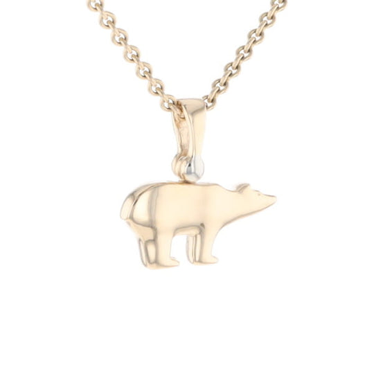 Gold Quartz Inlaid Polar Bear Pendant
