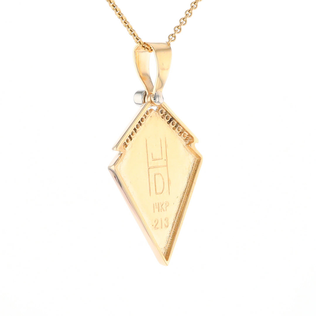 Gold Quartz Kite Shape Inlaid Pendant with .27ctw Diamonds