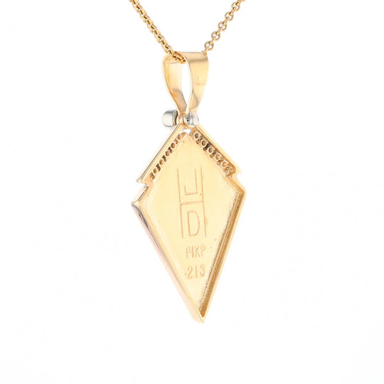 Gold Quartz Kite Shape Inlaid Pendant with .27ctw Diamonds