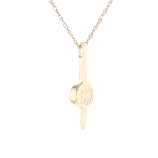 Gold Quartz Necklace Bar Design Round Fine Quality Inlaid Pendant