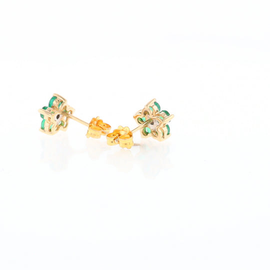 Emerald Flower Stud Earrings