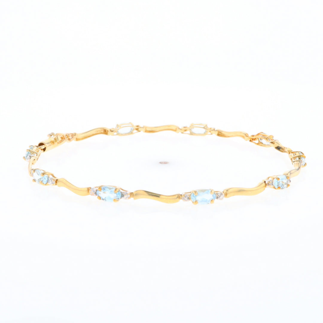 Aquamarine and Diamond Tennis Bracelet