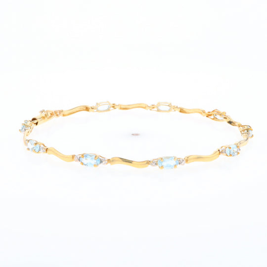 Aquamarine and Diamond Tennis Bracelet