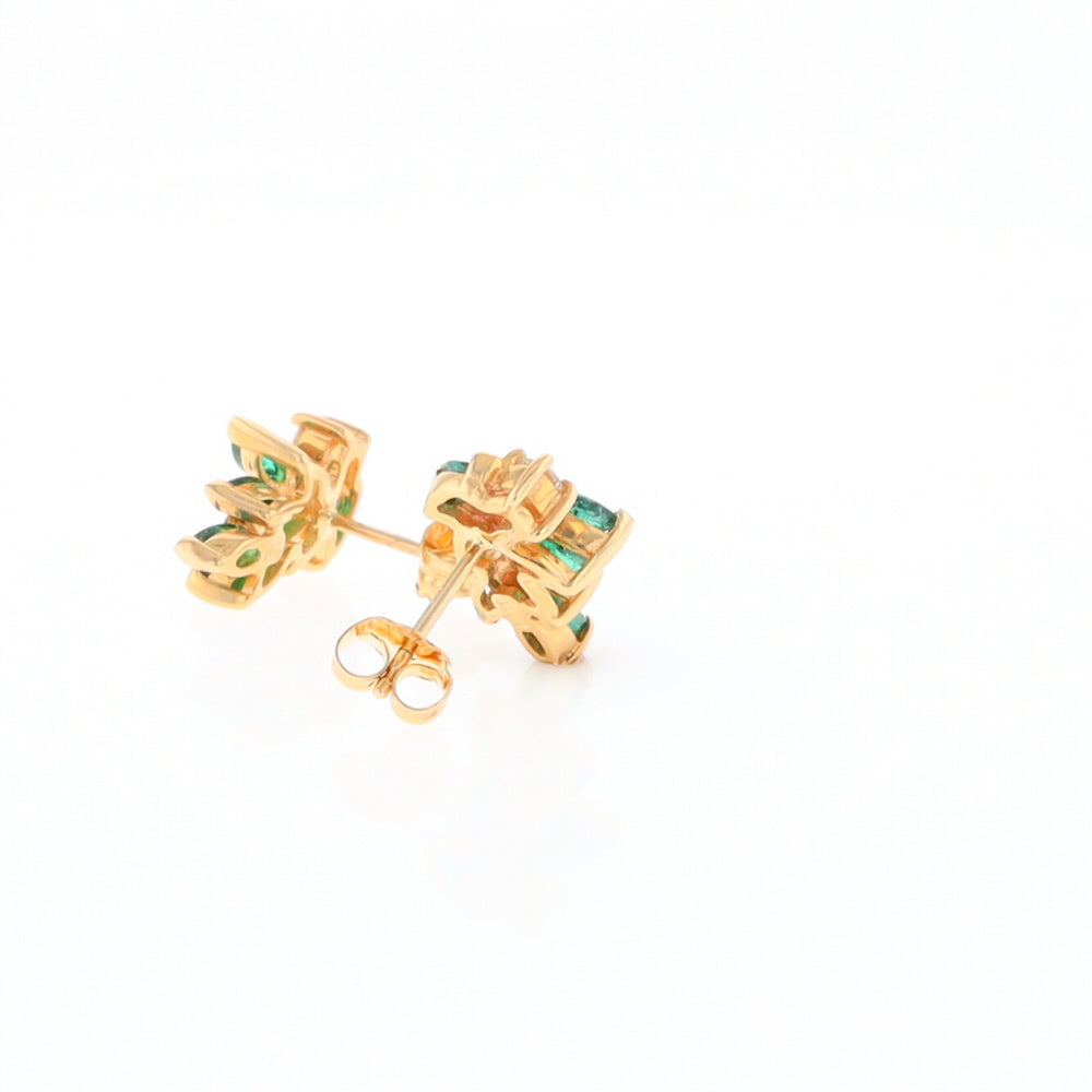 Marquise Emerald Cluster Stud Earrings