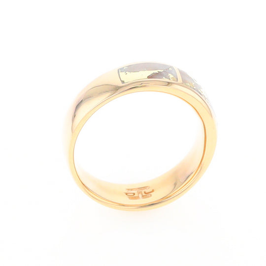 Gold Quartz Ring 3 Section Rectangle Inlaid Band