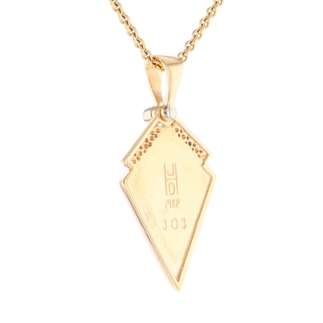 Gold Quartz Kite Shape Inlaid Pendant with 0.19ctw Diamonds (G1)