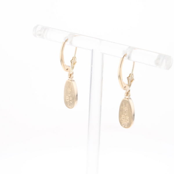 Gold Quartz Earrings Tear Drop Inlaid Lever Backs