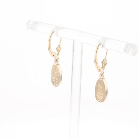Gold Quartz Earrings Tear Drop Inlaid Lever Backs